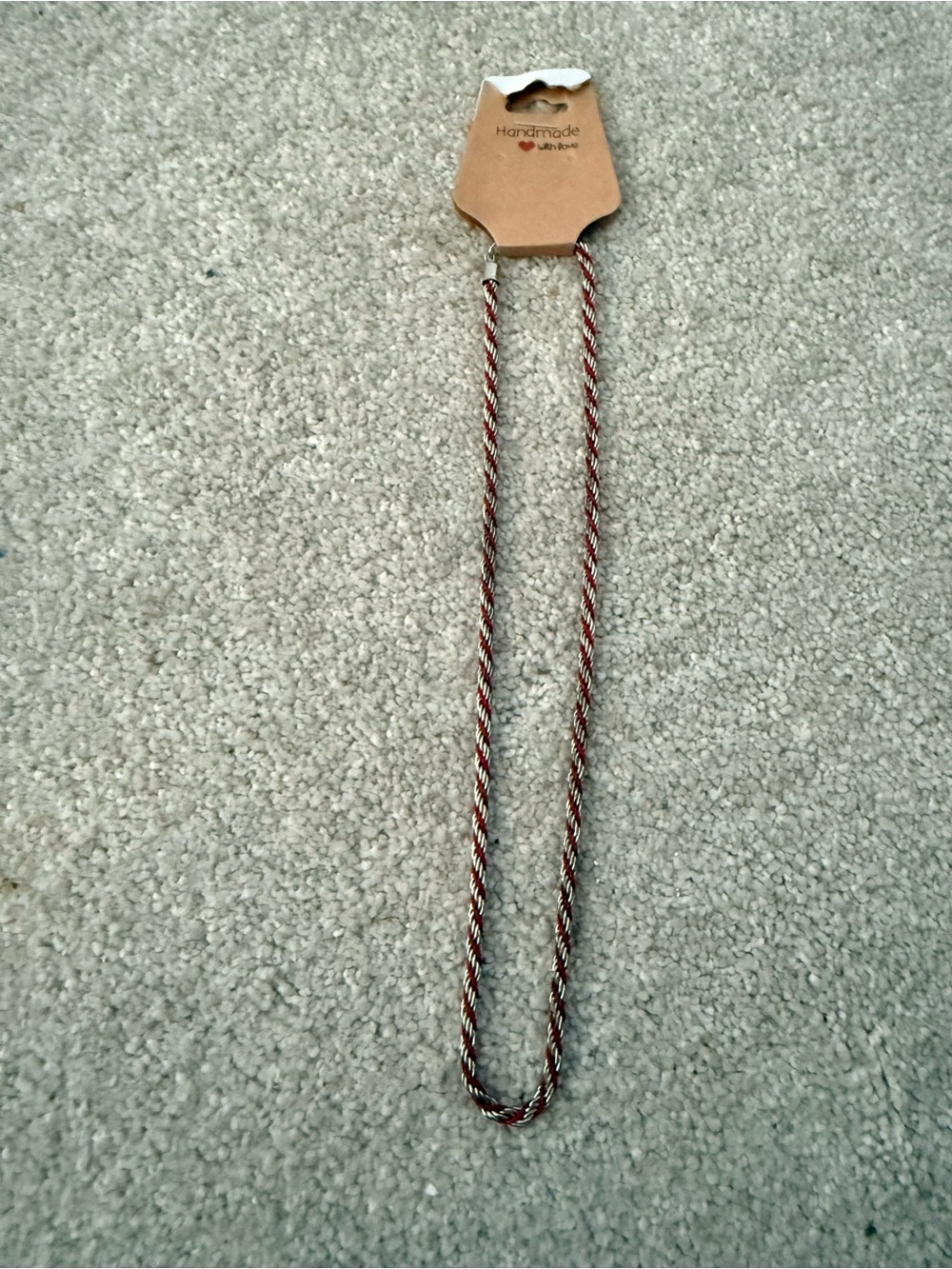 Red & silver tone Twisted Rope Necklace
